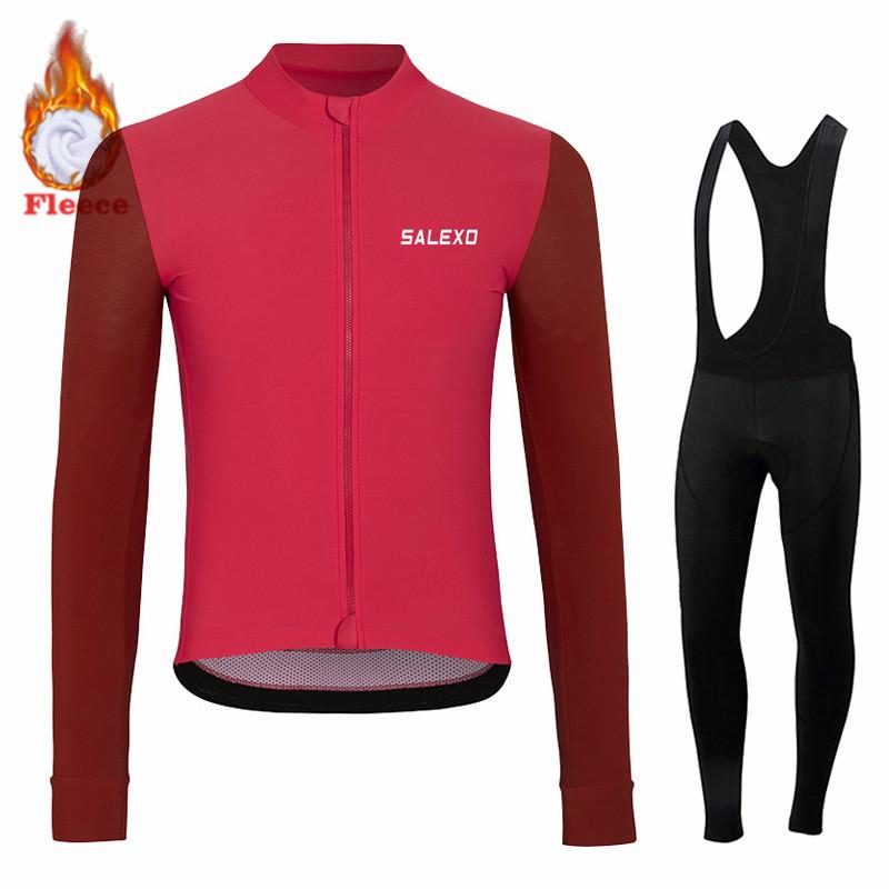 2026 Winter Fleece Warm Thermal Fleece Bicycle Set for Men, Long Sleeve Sportswear, Racing Jersey Suit, Pro Team Bicycle Clothing, Winter