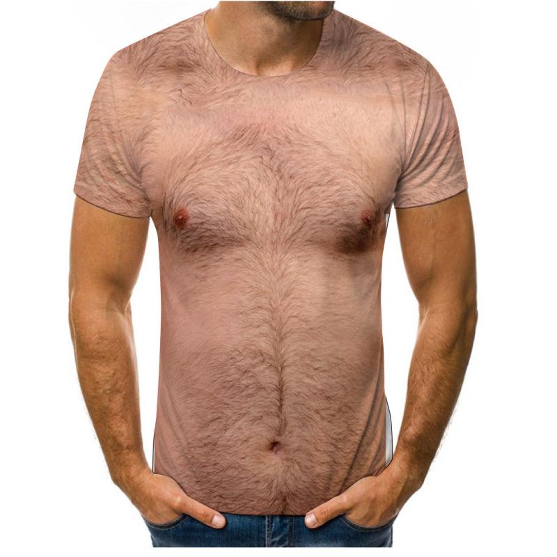 BOLIV MODA Muscle zomer-T-shirt voor heren, 3D digitaal bedrukte herentop met korte mouwen L