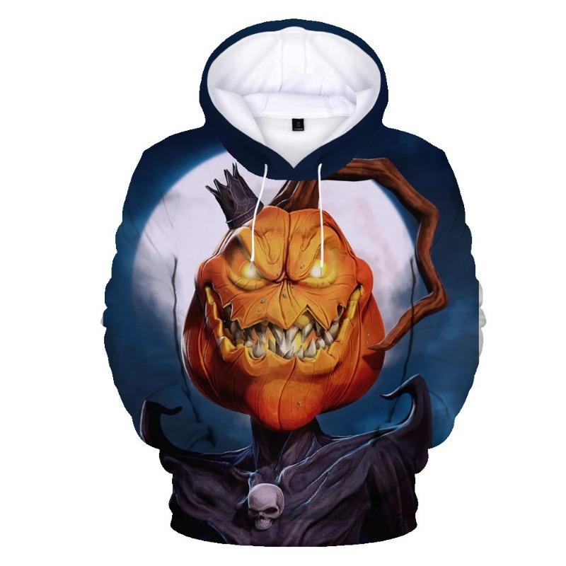 Halloween Kürbiskopf Teuflisches Hoodie Sweatshirt Herren 3D Digitaldruck Lässig Bequem Polyester Langarm Streetwear