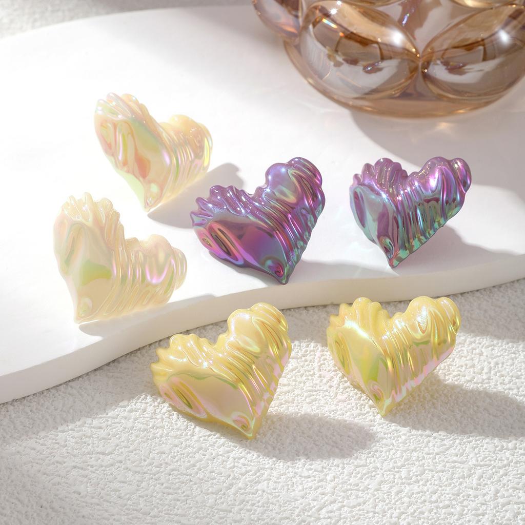 New Stud Earrings Set Love Macaron Stud Earrings French Three-dimensional Pleated Love Earrings