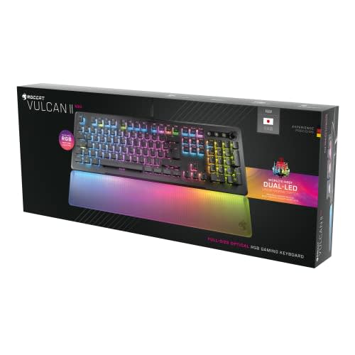 ROCCAT Gaming Keyboard Vulcan II Max JP Japanese Layout Wired Black/Black Optical Linear Quiet Full Size Customizable RGB Translucent Armrest Volume D