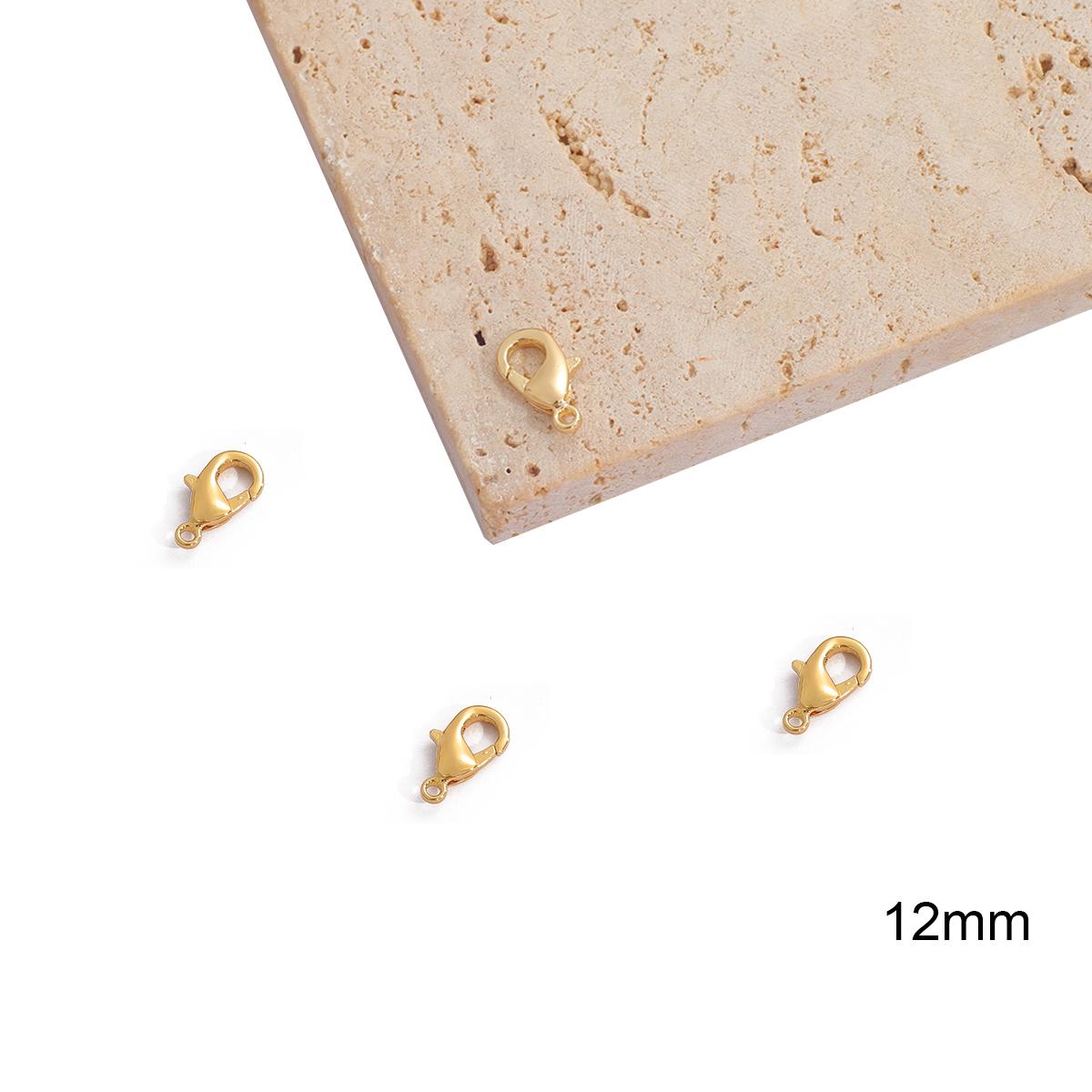 

10 шт. 18-каратная позолоченная медная застежка-коготь омара для самостоятельного изготовления ювелирных изделий 12mm золотой