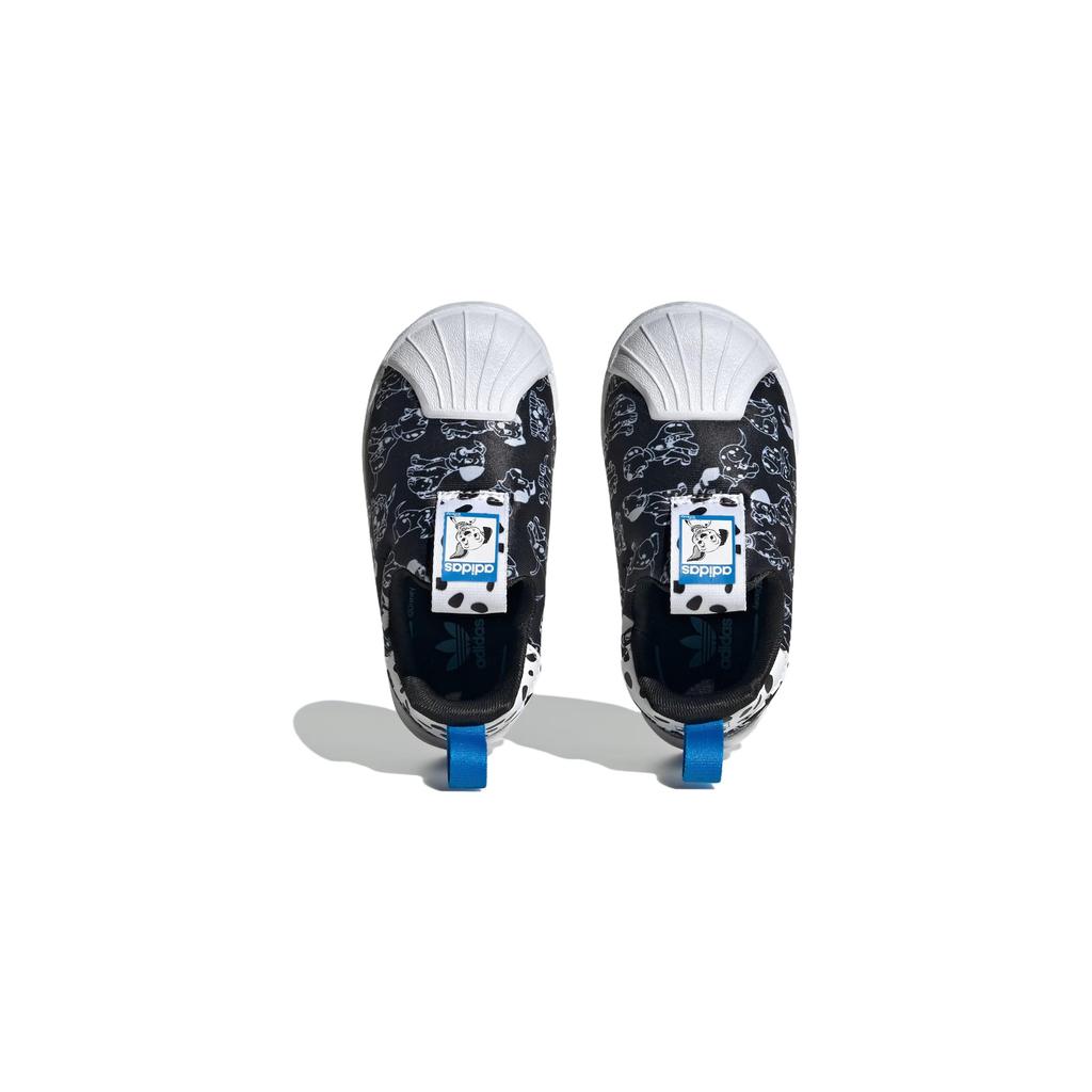 Adidas Disney x Superstar 360 I 101 Dalmatians - Детские кроссовки с принтом щенка, черные, облачно-белые ID9711
