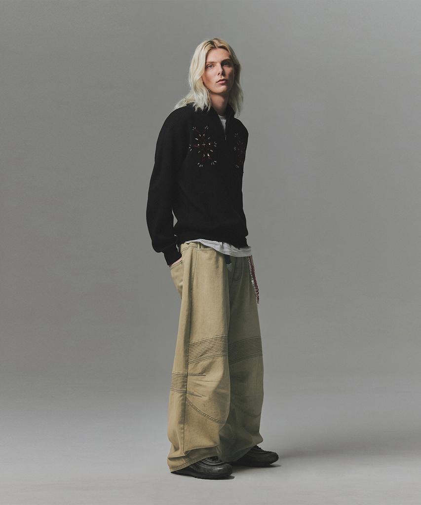 Not4Nerd Angel Argyle Knit Track Jacket - Black