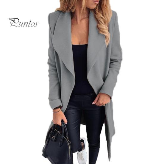 

Зимнее женское пальто кардиган со шнуровкой на поясе, длинные рукава, однотонный отложной воротник, свободная, средней длины, теплая куртка для шопинга и поездок на работу M серый