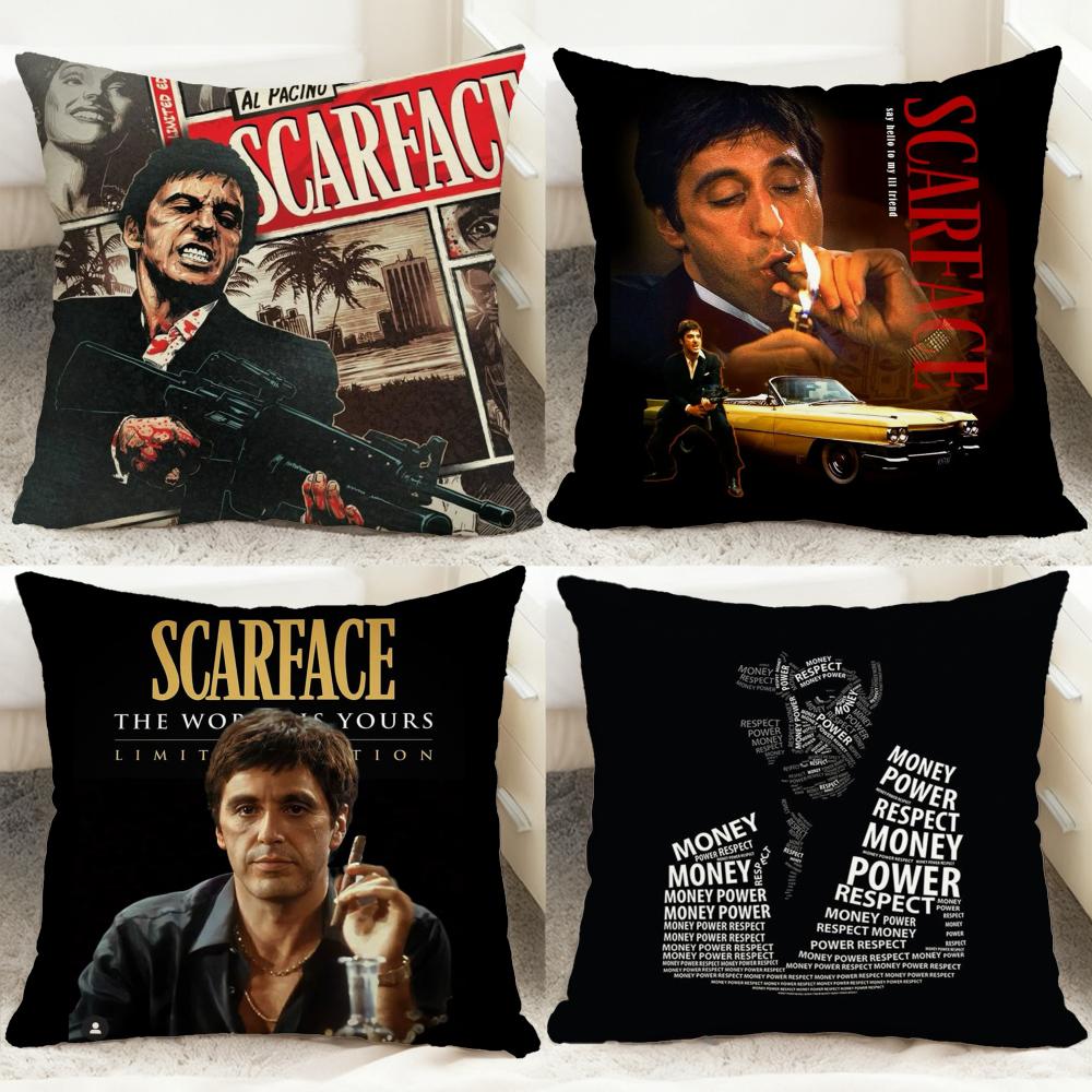 movies S-Scarface Cushion Cover Comfortable Reversible Pillow Cover Ideal for Car Sofa Bedroom & Beyond