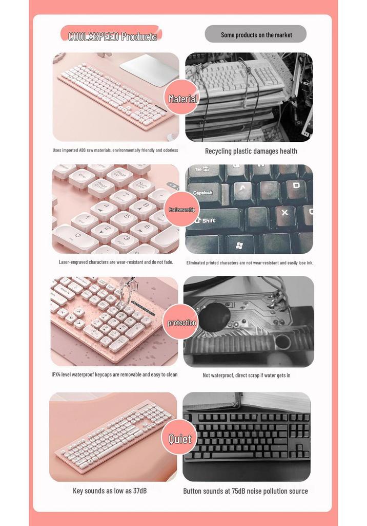 Chocolate Wireless/Wired Keyboard & Silent Mouse Set - Cute, Universal Laptop Accessory for Home & Office