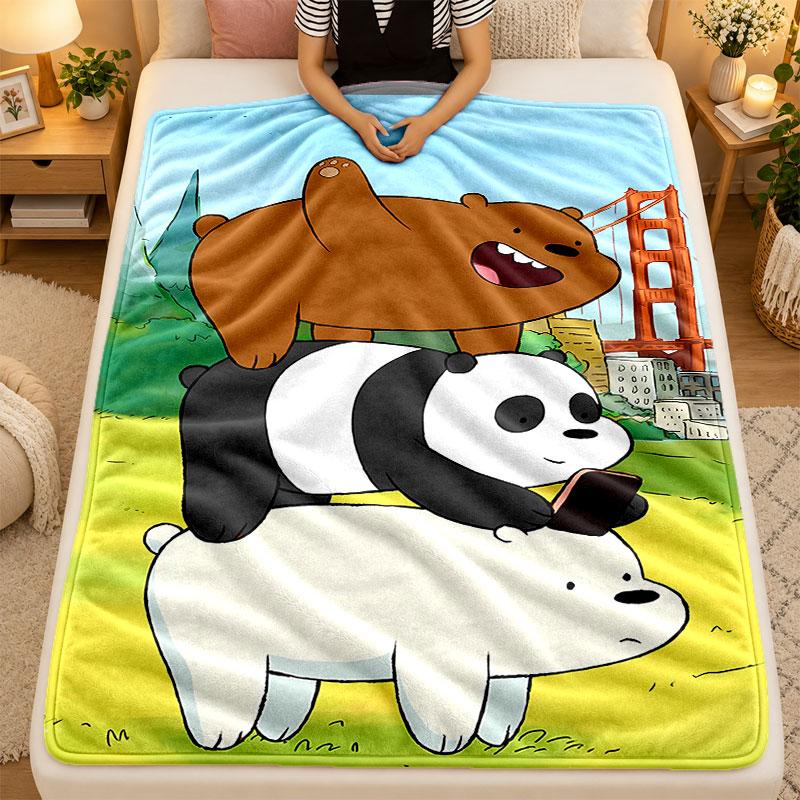 Flannel BlanketBear Warm Soft Throw Blanket for Indoor Sofa Bed Living Room Use