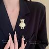 Rhinestone Inlaid Teddy Bear Brooch: Light Luxury Korean Style Corsage Pin for Women