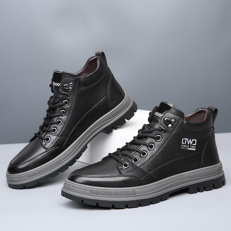men Leather Boots Men's Retro Motorcycle Fashion Shoes For Men Botas lace up shoes Hombre Chaussures Pour Hommes Bottine Homme