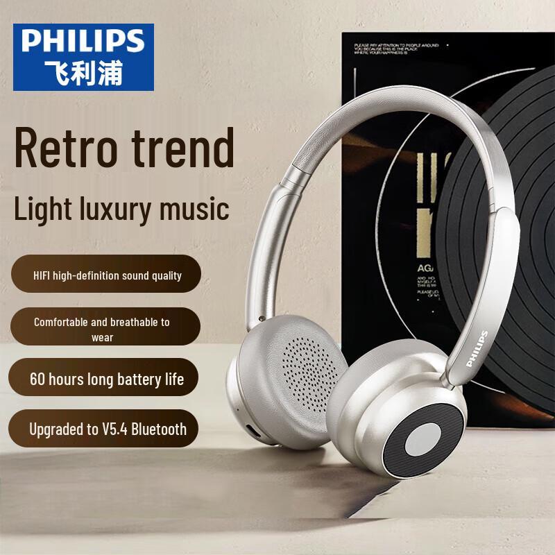 Philips TAH1129 Retro Wireless Noise-Canceling Over-Ear Headphones