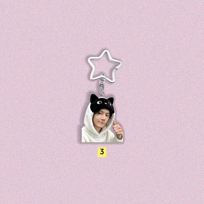 Kpop ENHYPEN Keychain Cute Plush Outfit Photo Acrylic Keyring Sunoo Jungwon Heeseung Star Shape Buckle Bag Pendant Jewelry Accessories