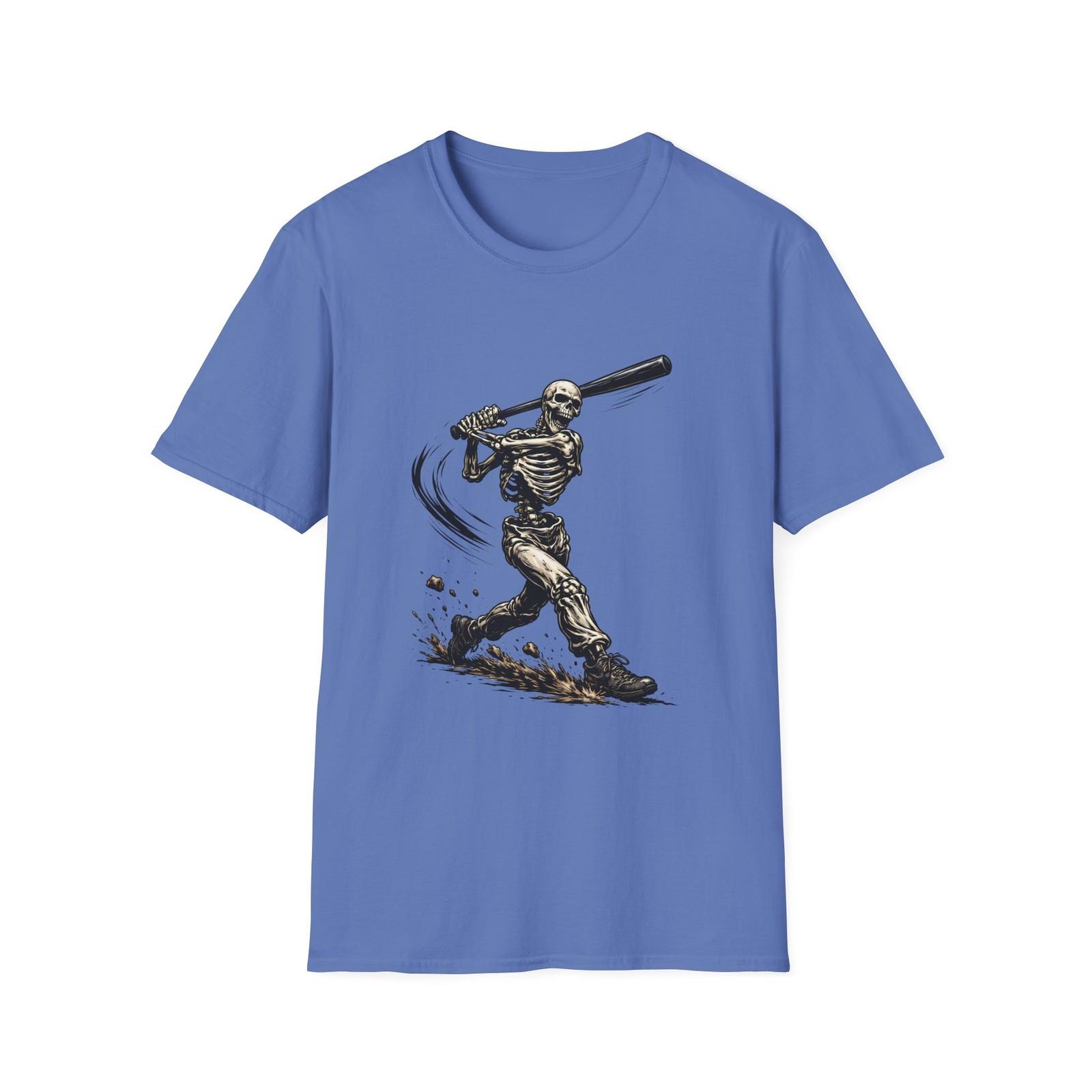 Unisex Softstyle T-Shirt Skeleton Baseball Bat Swing Slugger Dirt Blast S разноцветный