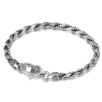 Personality Domineering Fashion Popular Hemp Rope Fine Chain Six -Character Mantra King Kong Pestle Bracelet Men 