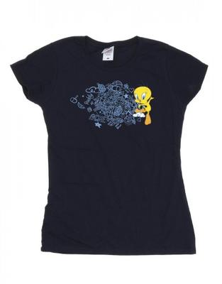 Camiseta feminina/feminina ACME Doodles Tweety de algodão