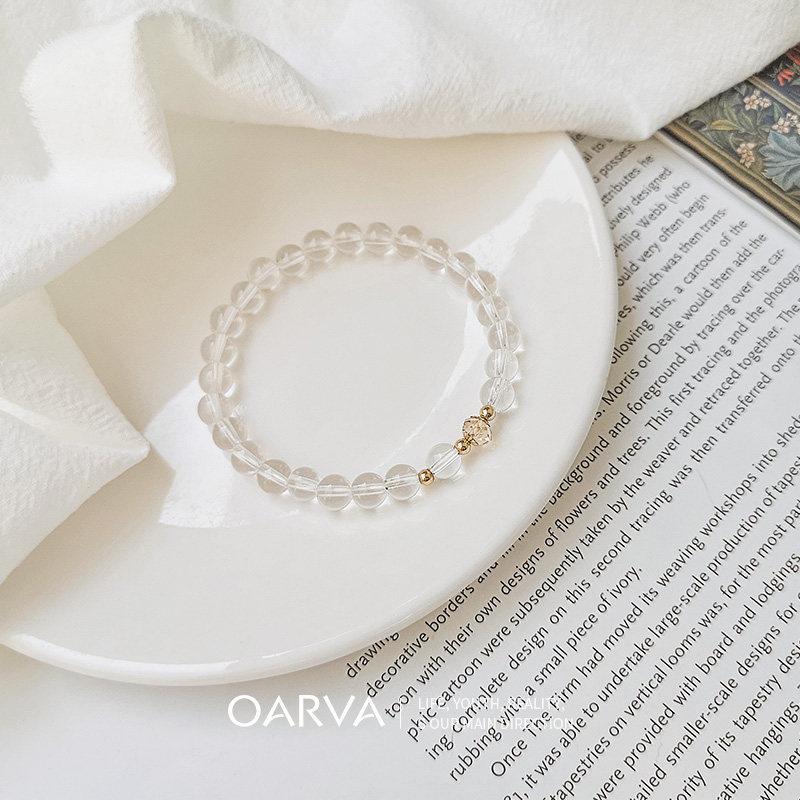 Natural white crystal friendship bracelet for girls, niche design, summer colorfast Austrian crystal bracelet, creative 15-16CM Fits wrist size