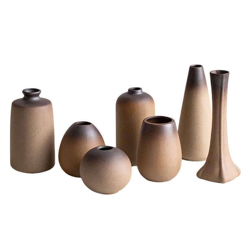 Chinese Retro Zen Ceramic Mini Vase for Green Plants and Flowers - Living Room Decoration Ornament