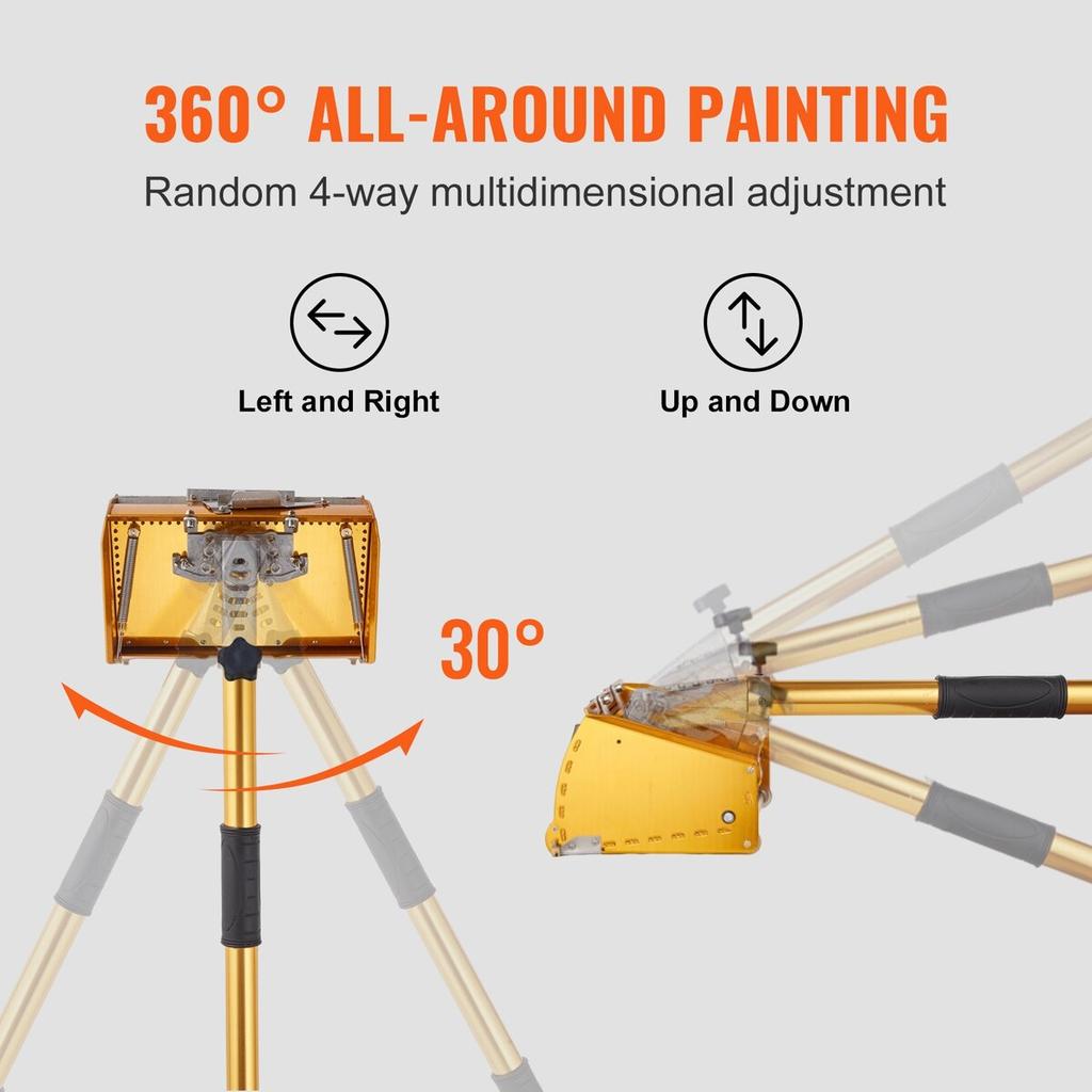 Drywall Flat Box Handle, 40''-64'', Anodized Aluminum Flat Finishing Extension Handle, 5-Section Length Adjustable, Non-slip Grip and 360° Painting