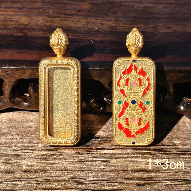 Tibetan Thangka Titanium Steel Gold Silver Pendant: Single/Double-Sided Benming Buddha Amulet