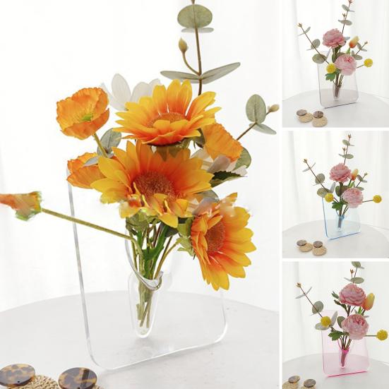 

Прозрачная акриловая настольная ваза для цветов, современный домашний офис, обеденный стол, центральное украшение, гидропонный цветочный держатель, прозрачный