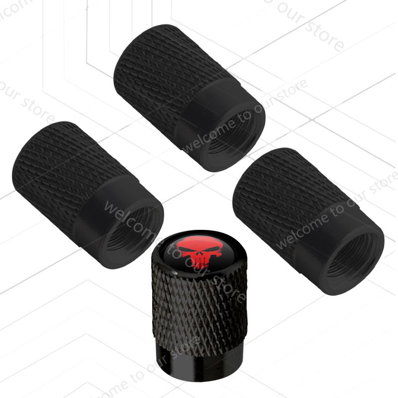 4Pcs/Set For Skull LOGO Badge Wrangler Rubicon Renegade Cherokee Compass Car Motorcycle Wheel Tire Valve Caps Tyre R3 Stem Covers