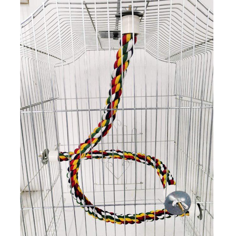 Parrot Chew Toy with Cotton Rope, Climbing Ladder, and Rotating Features