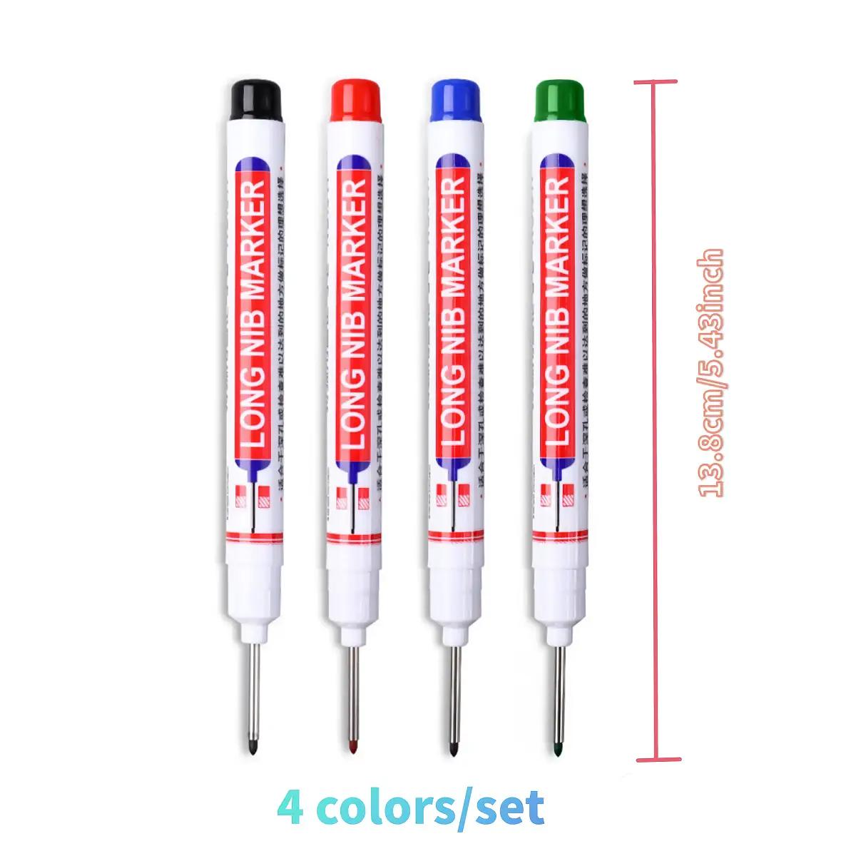 

4pcs Long-Tip Permanent Marker Pens Set – Precision Marking Tools for Woodworking, Metalworking, and DIY Projects - Waterproof