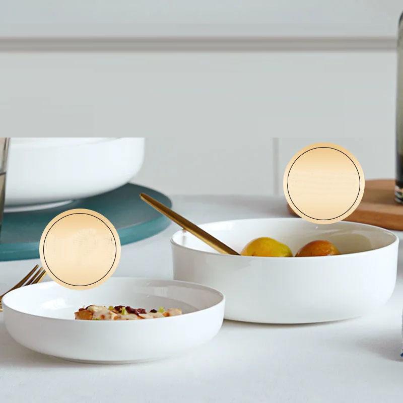 Reinweißer Teller, vertiefter Teller, Keramik, für den Haushalt, Mikrowelle, verwendbar, Teller, Scheibe, Tangshan-Keramik