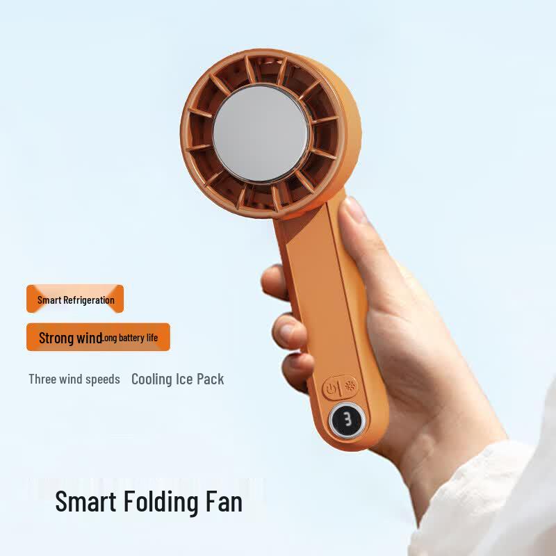 Foldable Portable Digital Display Cooling Mini Fan CN plug (adapter included)