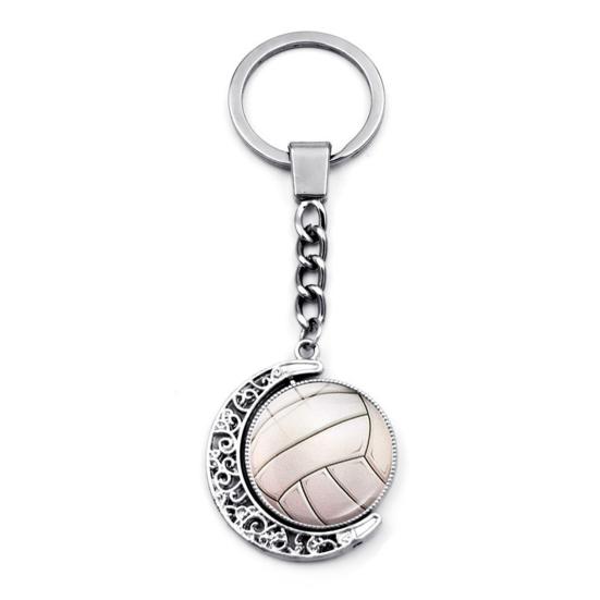 10Pcs Basketball Keychain Decoration Football Baseball Volleyball Rugby  Tennis Double-sided DIY Backpack Handbag Metal Key Ring Pendant Ornament