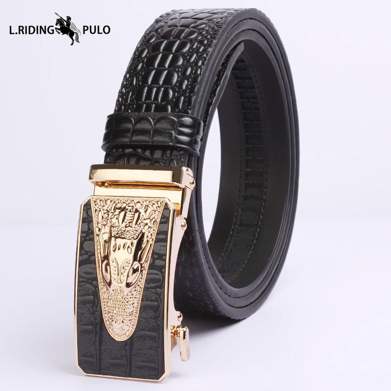 Crocodile Leather Men's Belt Automatic Business Casual Belt Belt High-grade First Layer Cowhide Fashion Belt