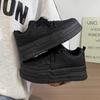 Versatile Small Black Shoes Women's Autumn New Small Height Increase Thick Baseplate Shoes Lightweight Soft Sole Casual Shoes