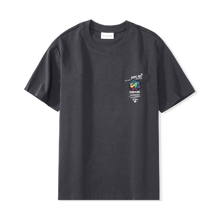 

Новая футболка с коротким рукавом с мультяшным принтом, простая, приятная к коже, мужская трикотажная футболка, корейская версия 4XL