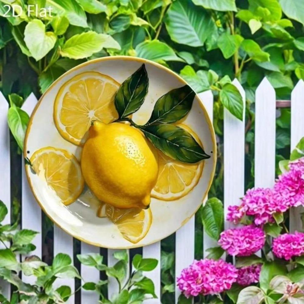 Metal Wall Art Vintage Lemon Green Leaf Kitchen Wall Decor Home Bedroom Dorm Bathroom