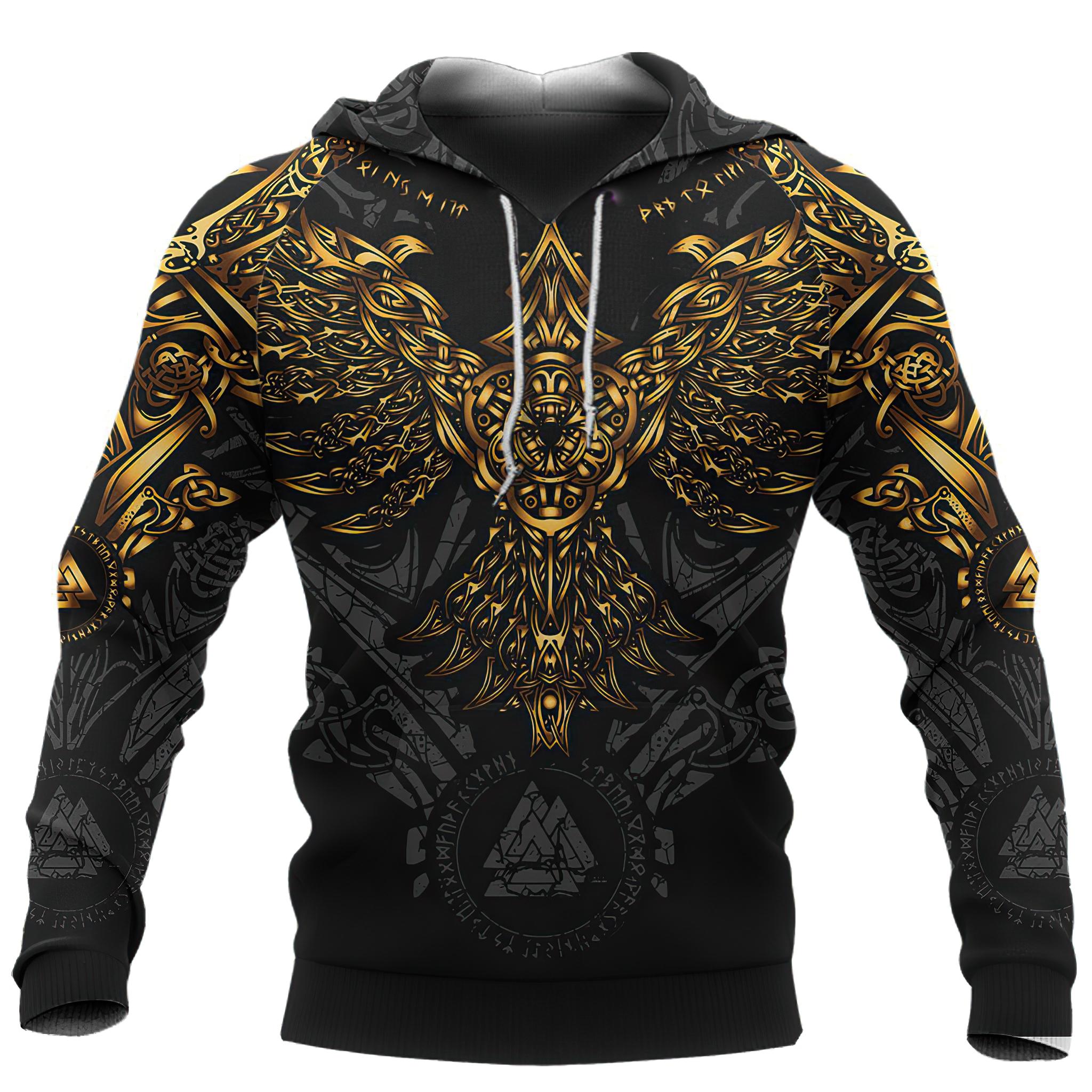 

2024 Толстовка с капюшоном 3d Viking Harajuku Print Pullover Мужская толстовка с капюшоном свободного размера Винтажная мужская одежда Осень с длинным рукавом 3XL