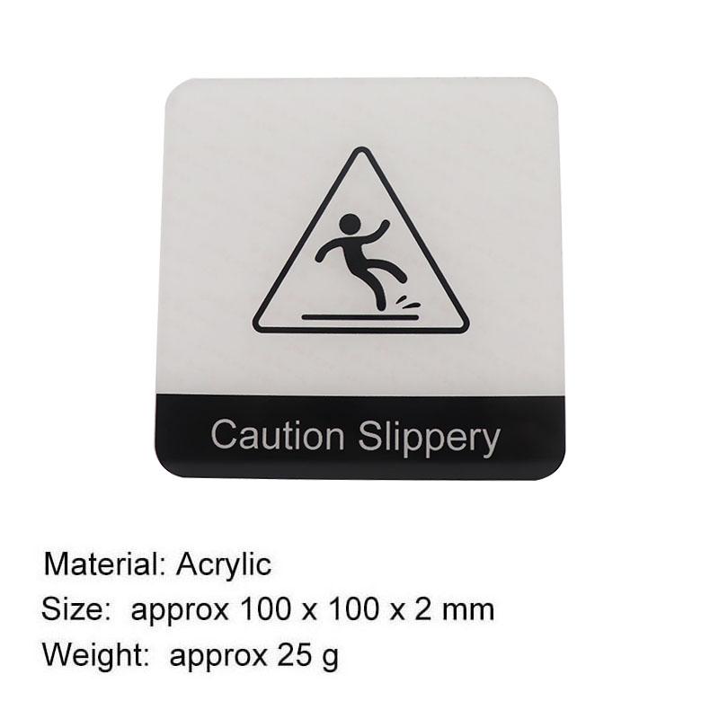 Acrylic Creative Signage Caution Slippery Sign Wall Label Sticker Warning Badge for Bathrooms Kitchens Swimming Pools Shopping Mall Cleaning Areas