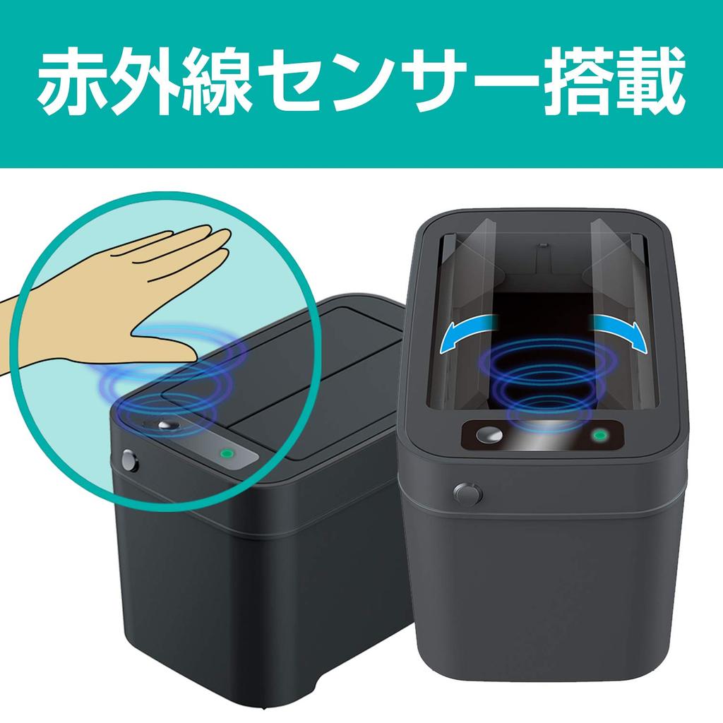SEIWA Smart Dustbin, 4.5L, Black, WA69, with Automatic Open/Close, Infrared Sensor, and Battery Operated, for Car Interiors