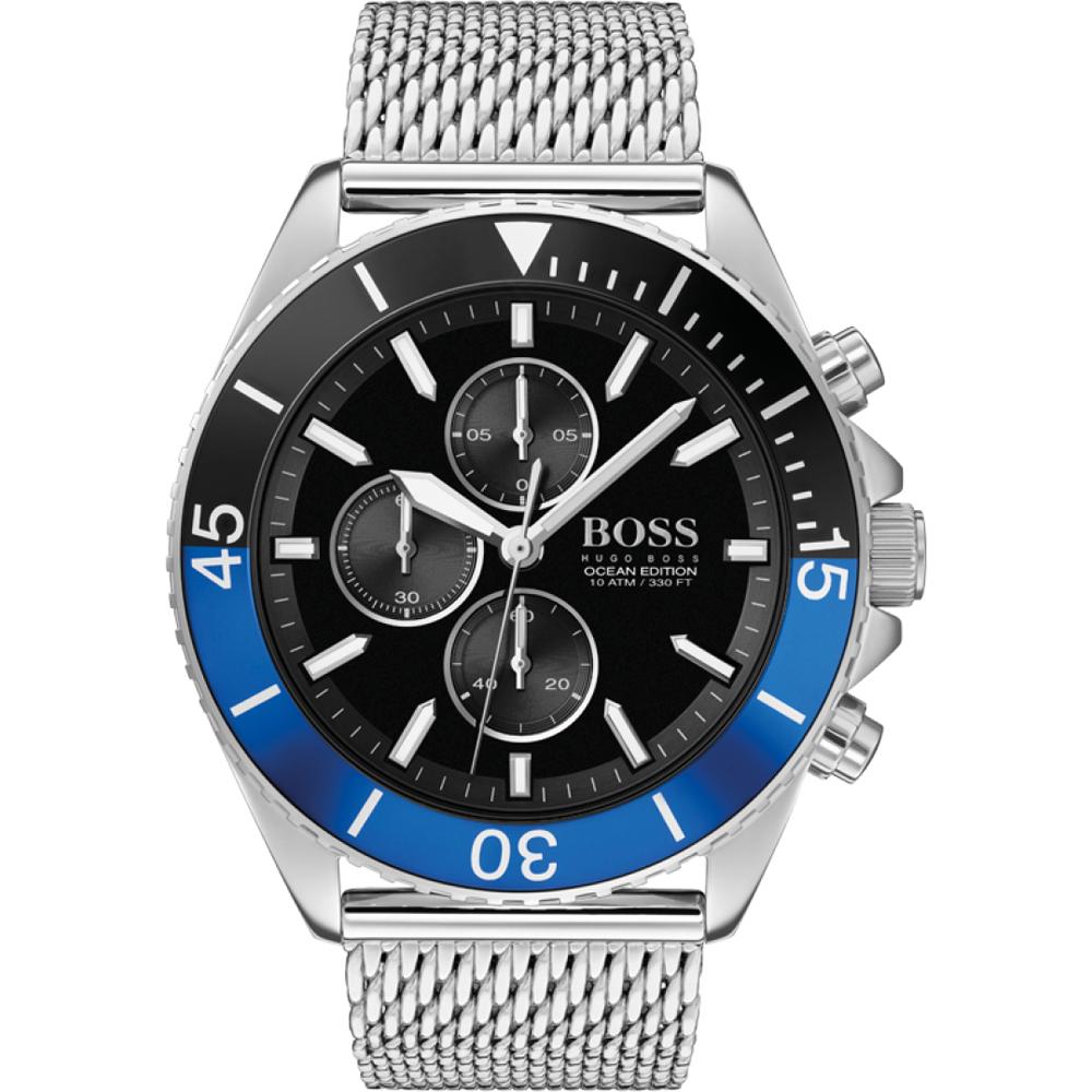 BOSS Ocean Edition Black Dial Silver Metal Strap Men s Quartz Watch 1513742 чёрный