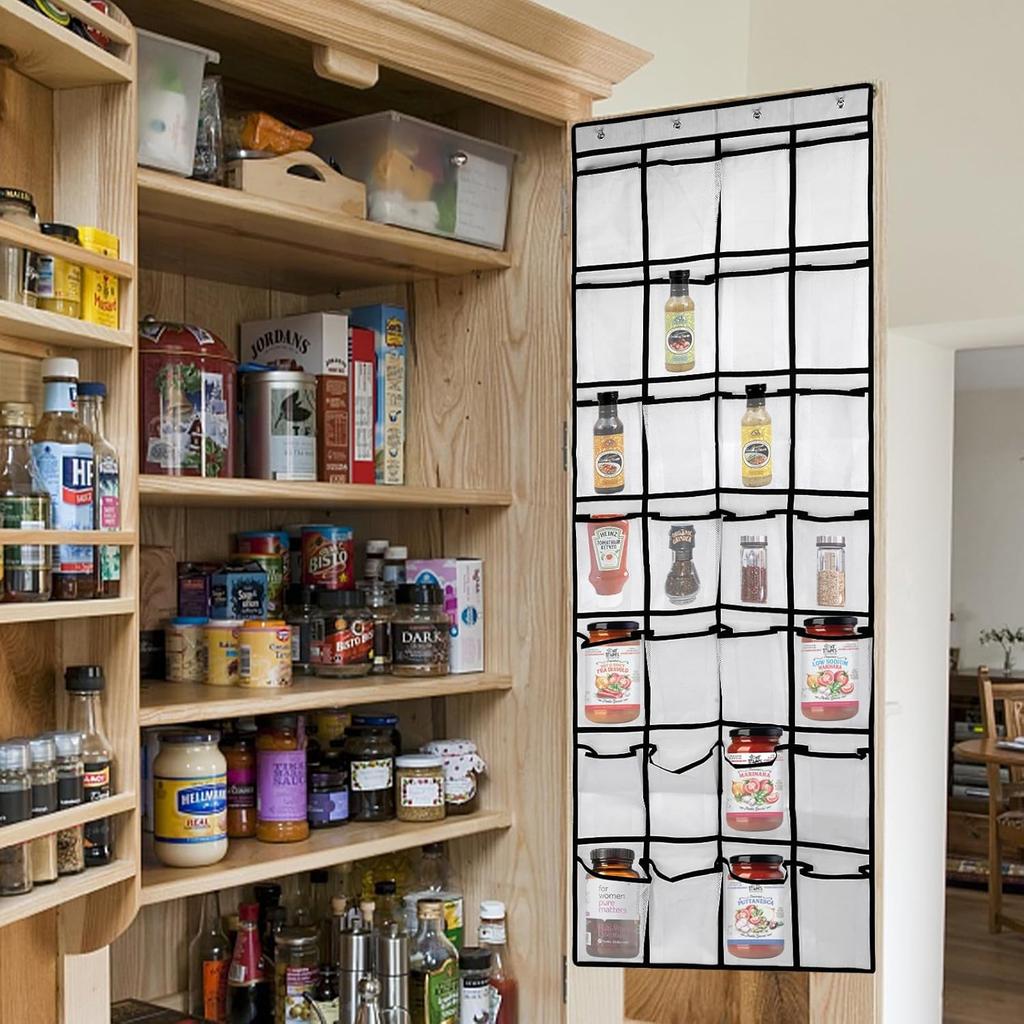 28 Large Pockets Over the Door Shoe Organzier, Hanging Shoe Organizer for Door Large Capacity Shoe Storage Bag with 4 Metal Hooks