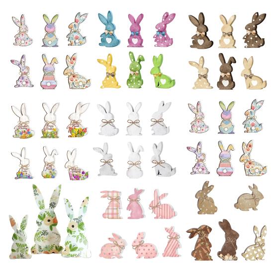 1 Set Easter Rabbit Table Sign Farmhouse Rustic Bunny Decoration Home Office Spring Easter Holiday Party Table Centerpiece Ornament