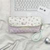 Flower Print Pen Bag with Lanyard Large Capacity Pencil Case Pen Organizers Pencil Pouches Travel Makeup Bag for Women