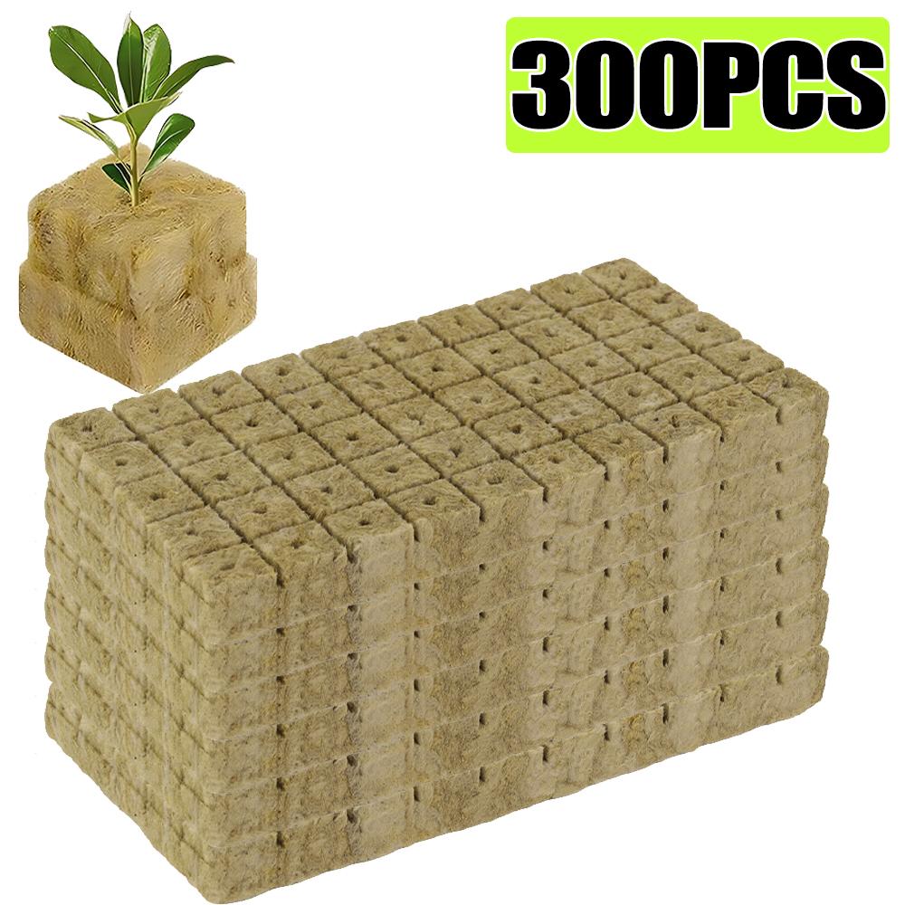 50/300Pcs Cube Rock Wool Starter Plugs Planting Block Garden Seedling Grow Plug Soilless Substrate Pots Hydroponics Cuttings