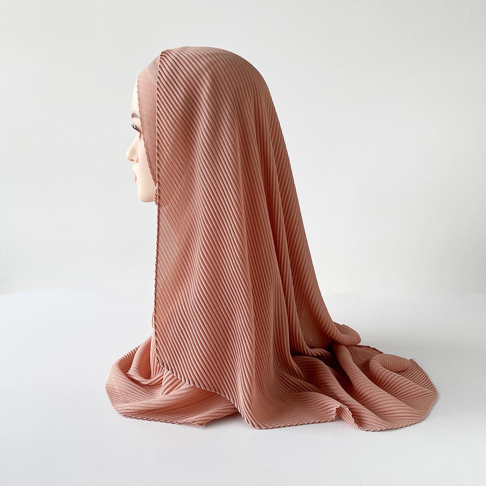 

Шелковый тюрбан, жемчужный шифоновый шарф, мятый тонкий длинный шарф, арабский женский платок 170*70cm