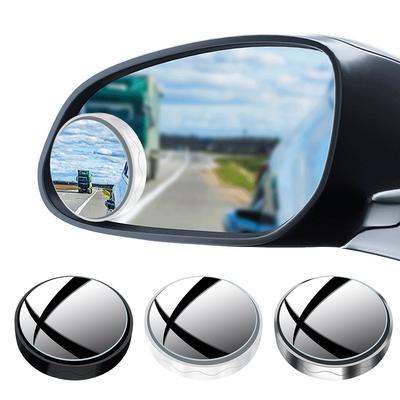 Car Reverse Auxiliary Rearview Convex Mirror Wide Angle Blind Spot Mirror 360 Degree Adjustable Round Frame Wide Angle Mirror