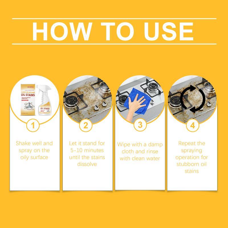 Kitchen Grease Remover 120ml Spray Powerful Degreaser for Stainless Steel Range Hood Cooktop Oil Cleaning at Home
