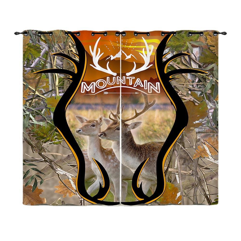 Curtains Animal Deer Curtains Bedroom Living Room Blackout Curtain Perforated