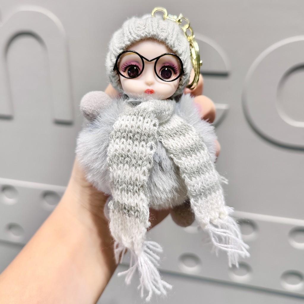 Big Plush Fun Eye Doll Keyring Colorful Scarves Unique Accessory For Bags And Keys
