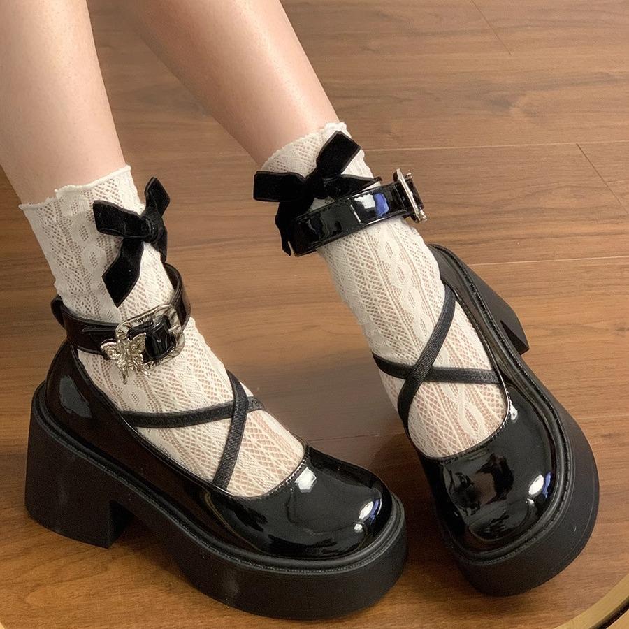 

Женские туфли Мэри Джейн на толстой подошве из маленькой кожи, новые, с юбкой, увеличивающие рост, в стиле ретро, на толстом каблуке, на высоком каблуке, одинарные туфли 37