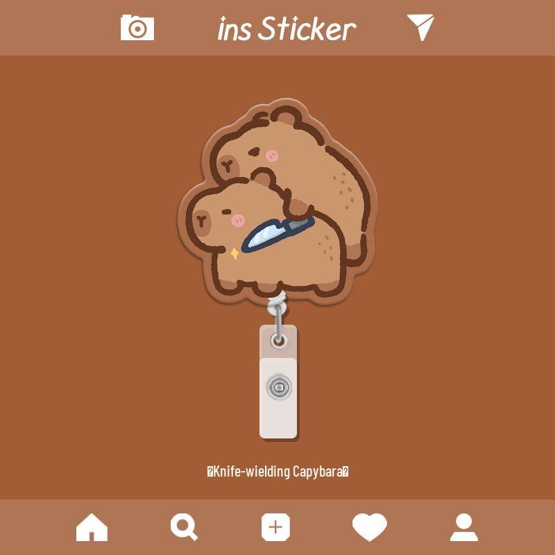 Capybara Retractable ID Card Holder for Students, Doctors & Nurses - Cute Accessory for Name Badges