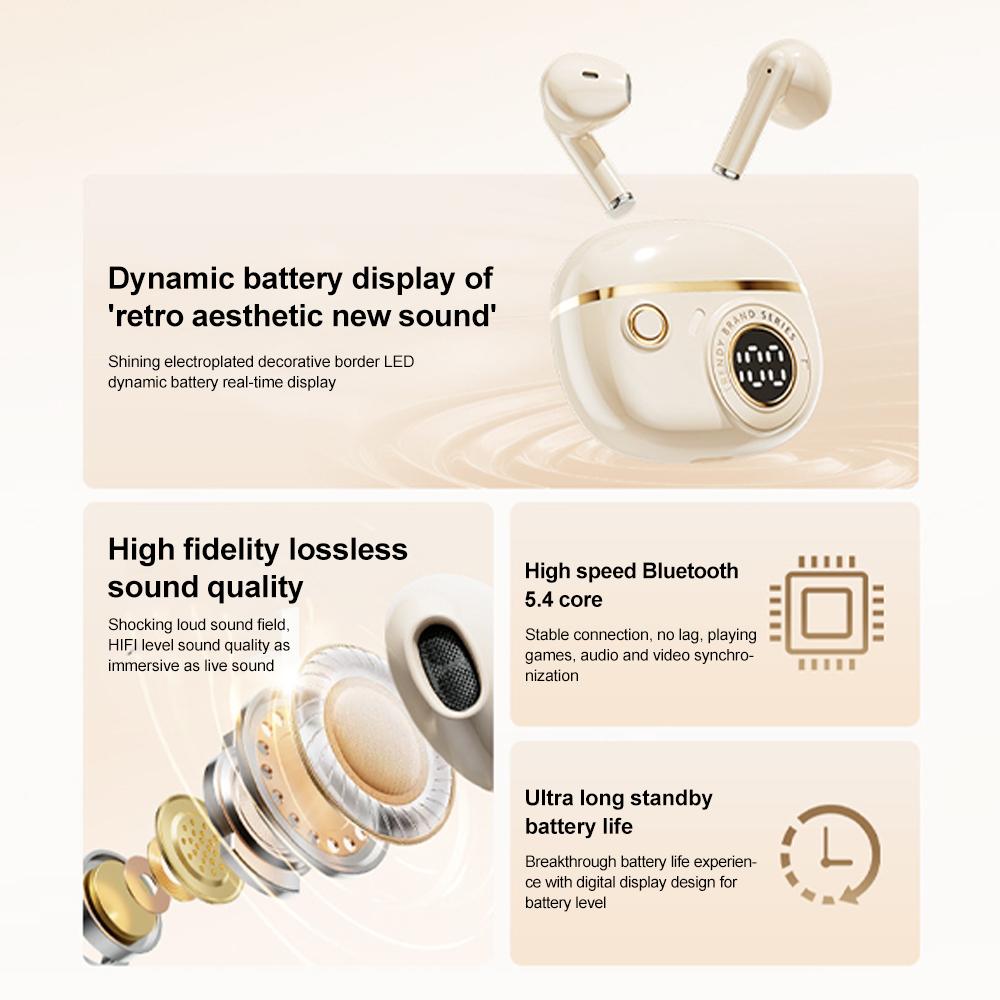 Căști Bluetooth 5.4 Căști Wireless Mini Căști de Gaming Afișaj LED Căști cu Reducere a Zgomotului Căști Stereo HiFi